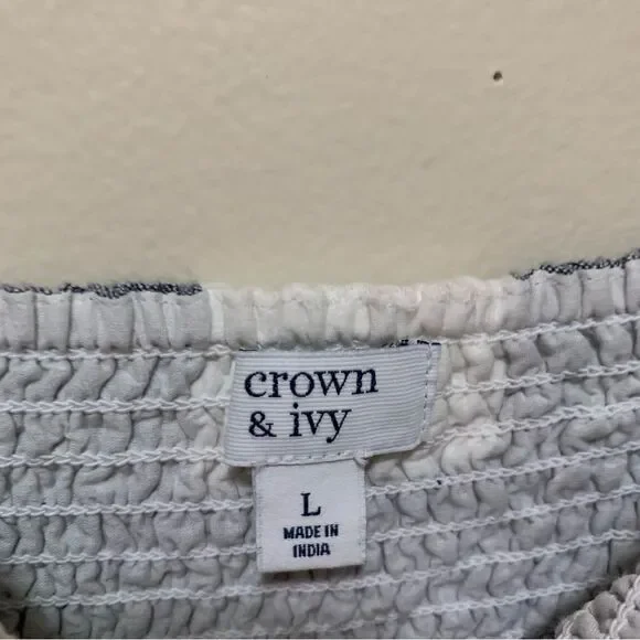 Crown & Ivy Blue and White Checkered Gingham Midi Dress size large - Picture 3 of 7